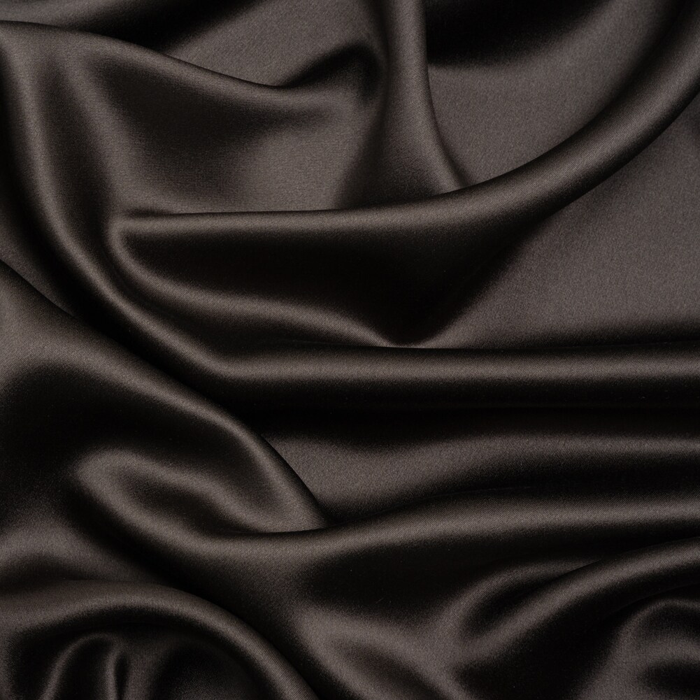 1 Yard Deep Charcoal Silk Crepe Back Satin Premium Soft Lustrous Elegant Fabric 44 inch Width