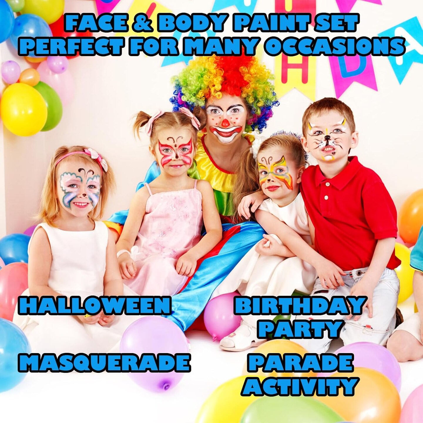 12 Colors Face Paint Markers(12 Colors Face Paint Markers + 40 Stencils + 200 Gems)