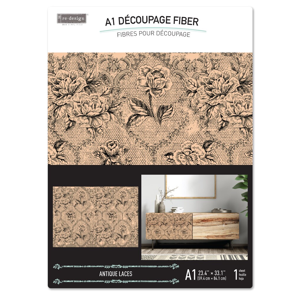 A1 Decoupage Fiber - Antique Laces - 1 sheet, A1 size