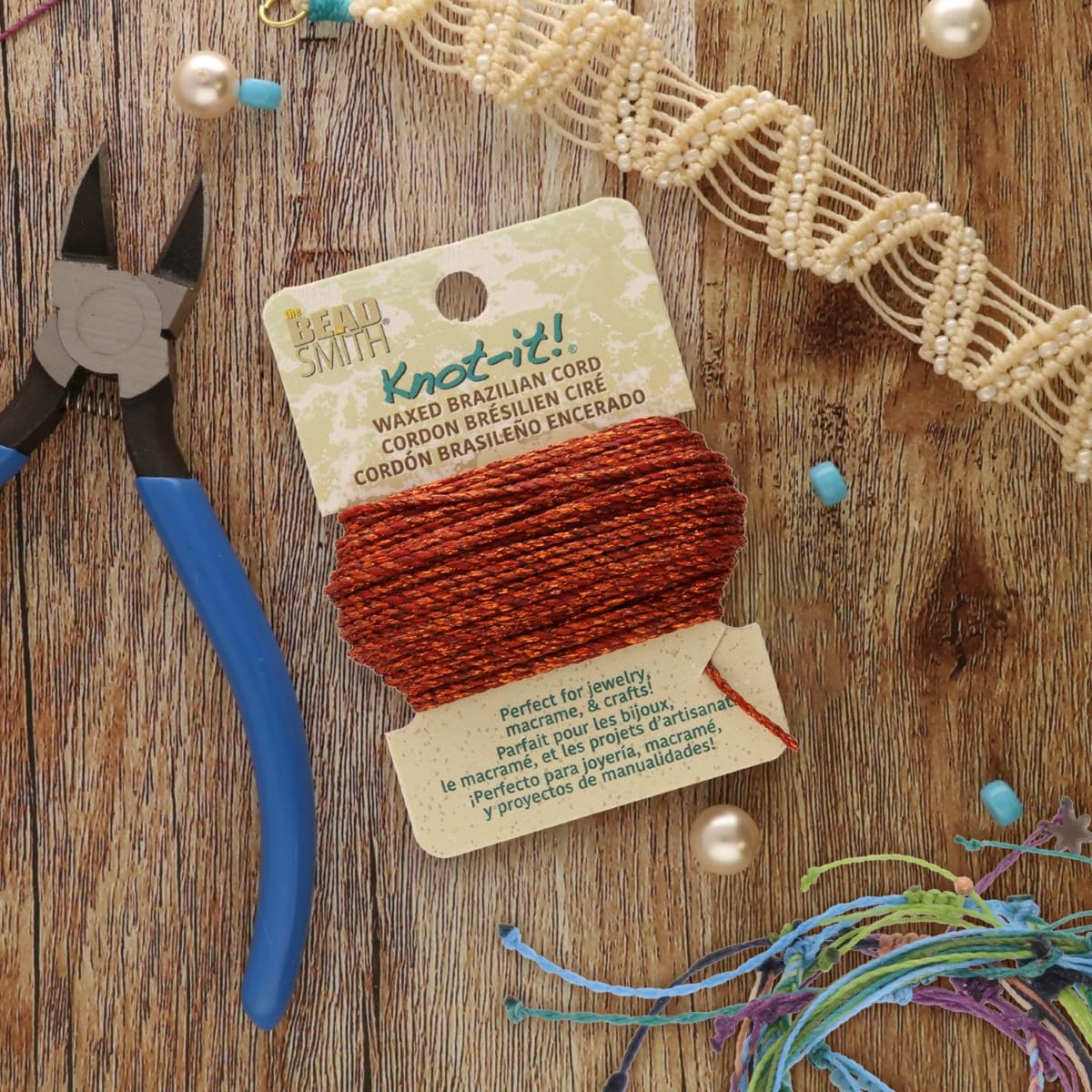 The Beadsmith Waxed Brazilian Cord, 0.7 mm Diameter, Light Wax, 15 Yards (13.7 m)