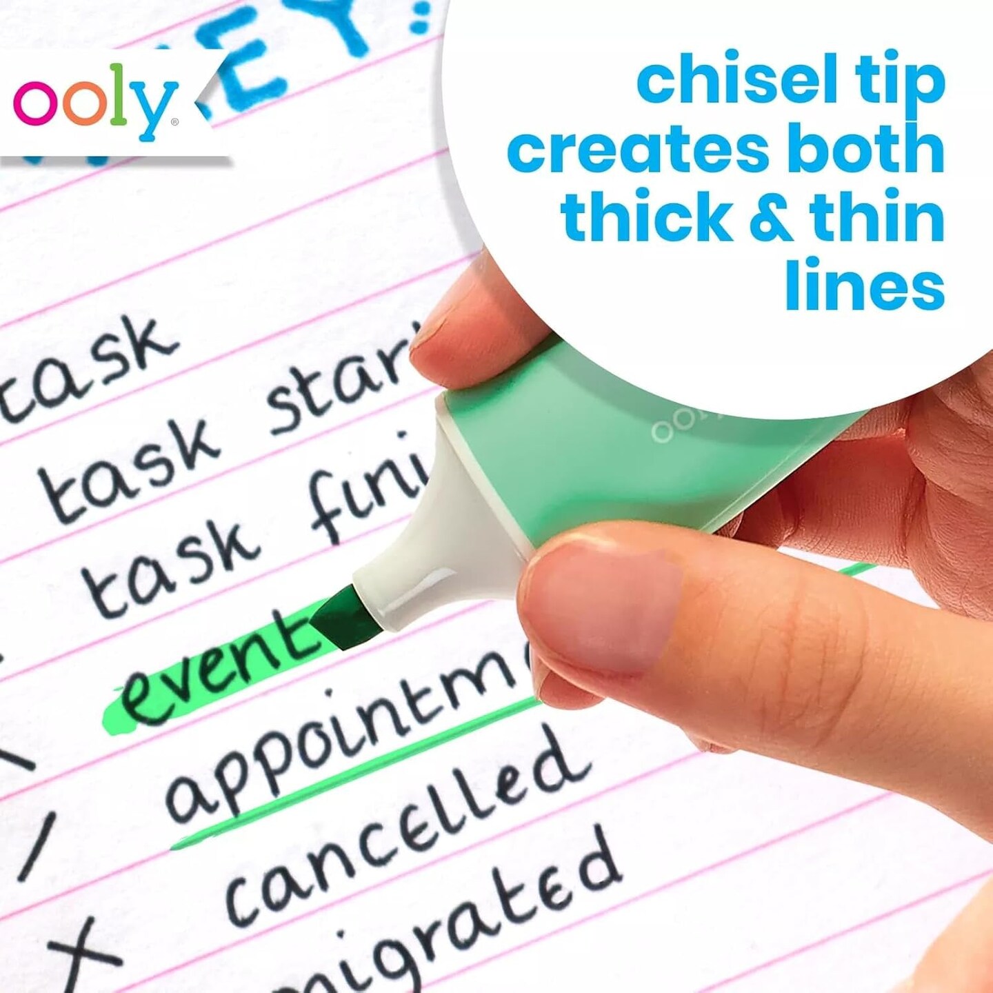 Set of 5 Mini Highlighters - Pastel Colors (Chisel Tip)