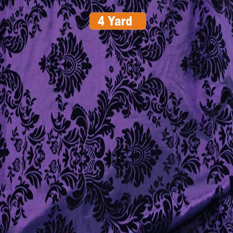 60&#x22; Wide Damask Flocking Taffeta Fabricfor Curtains Apparel and Decor