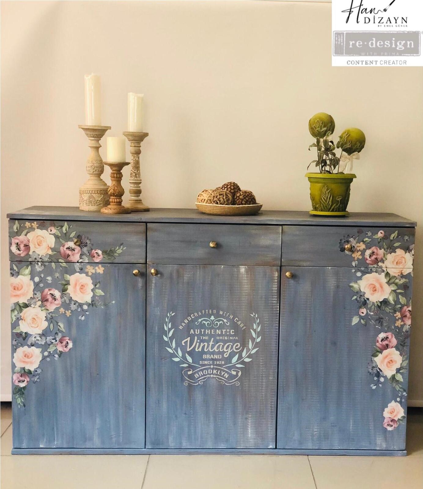 24 Redesign Decor Transfers&#xAE; - Watercolor Bloom - total sheet size 24inx35in, cut into 3 sheets rub-ons 