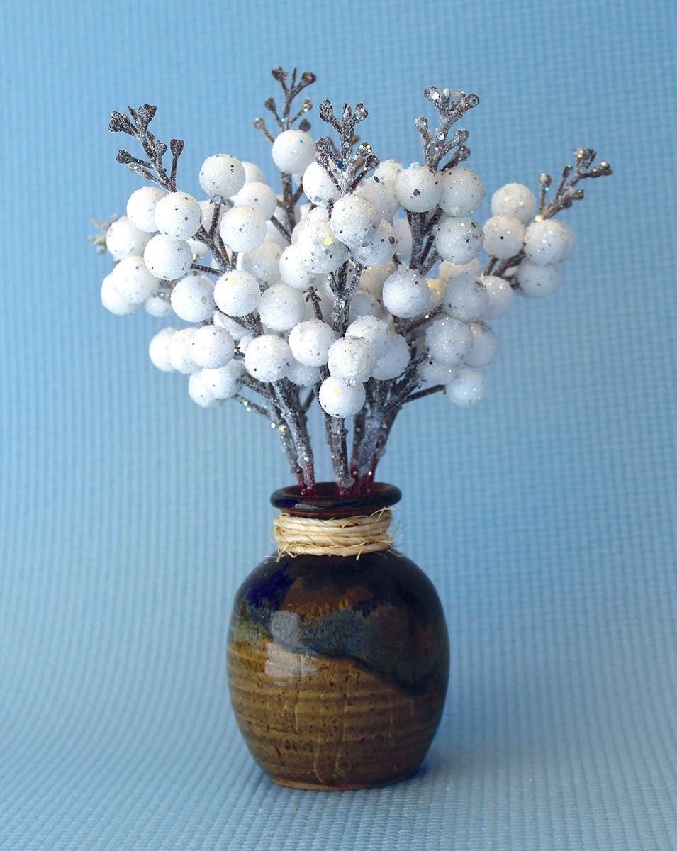 Winter Berry Picks/White Holiday Berries Pick(4"D x 4"W x 8"H)