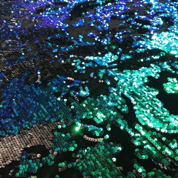 95% Polyester & 5% Spandex Flashback Stretch Velvet Flip Sequin Fabric 50" Width