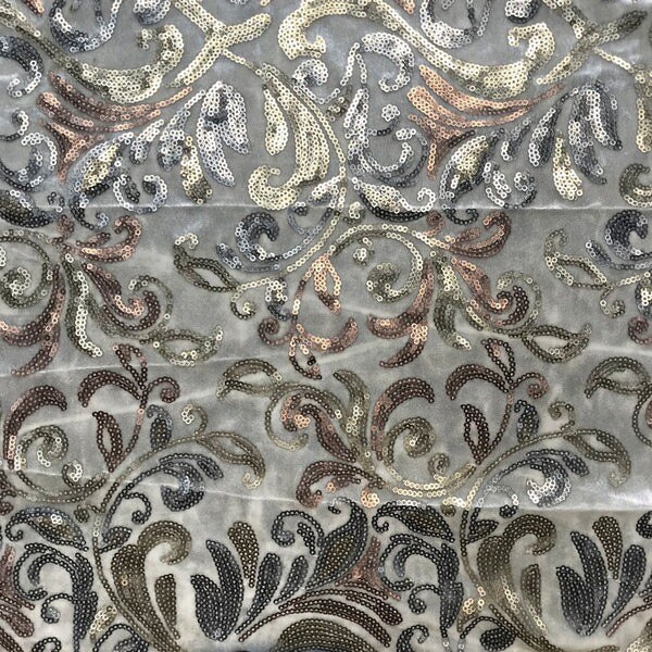 95% Polyester & 5% Spandex Arabella Stretch Velvet Sequin Fabric 50/52” Width