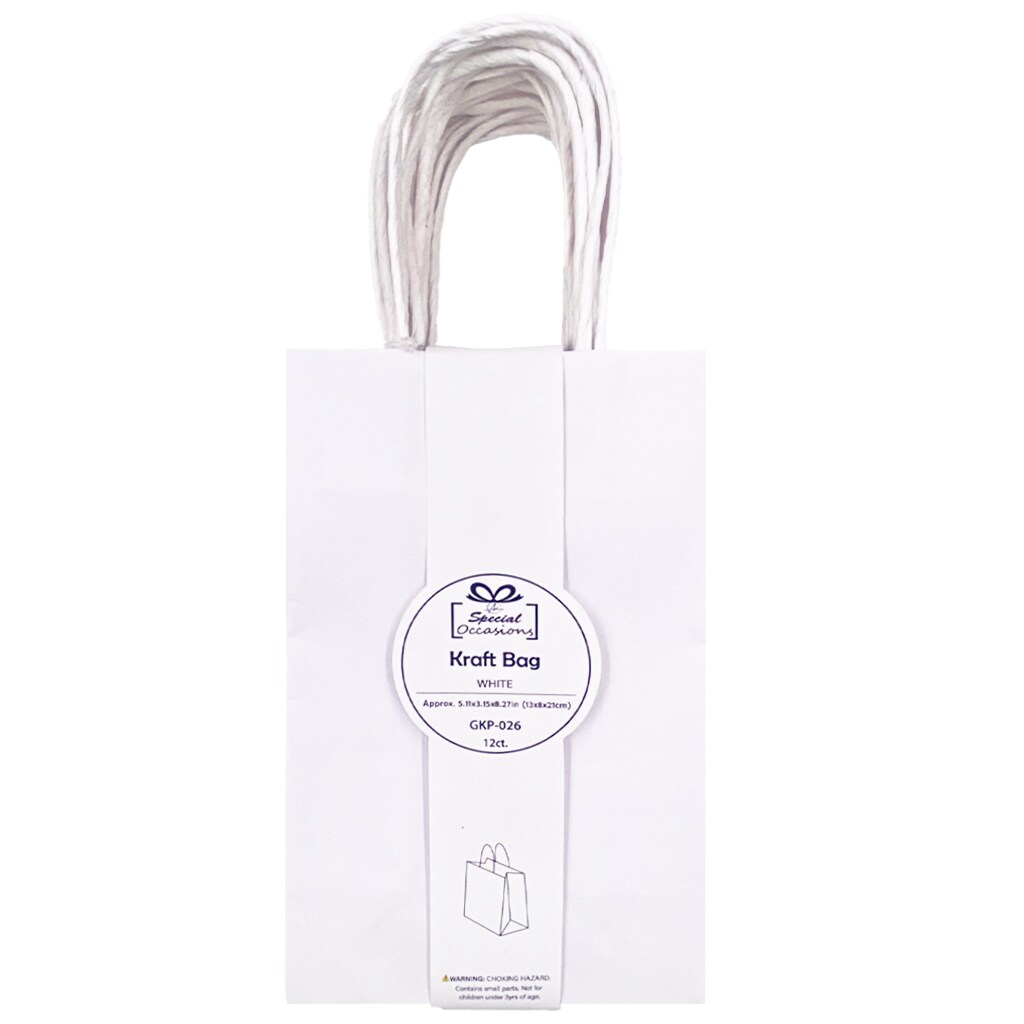 Angels Special Occasions 12 Pack Kraft Bag 8" x 5" - White Color
