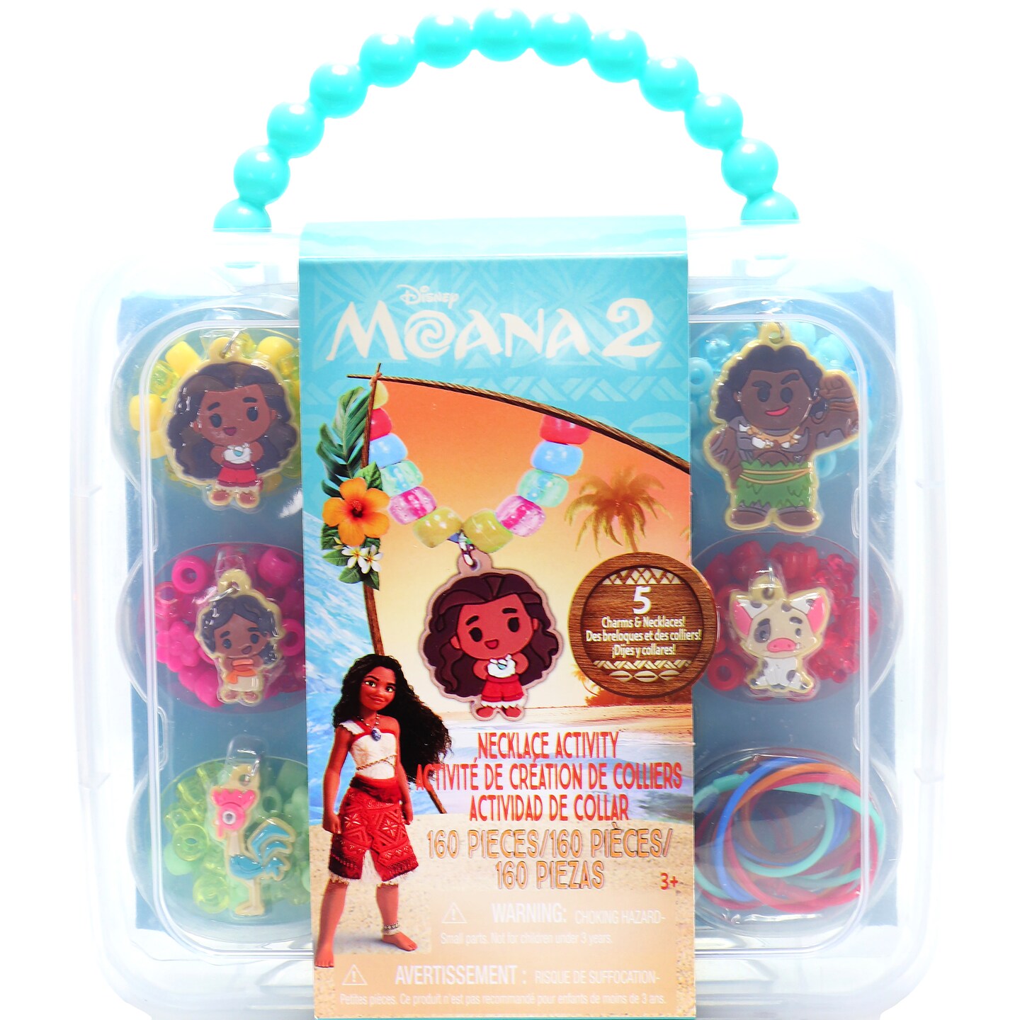 Tara Toy: Moana 2 Necklace Activity Set - Disney DIY Jewelry Kit, Design &#x26; Create 5 Necklaces, Character Charms, Storage Carry Case, Kids Ages 3+