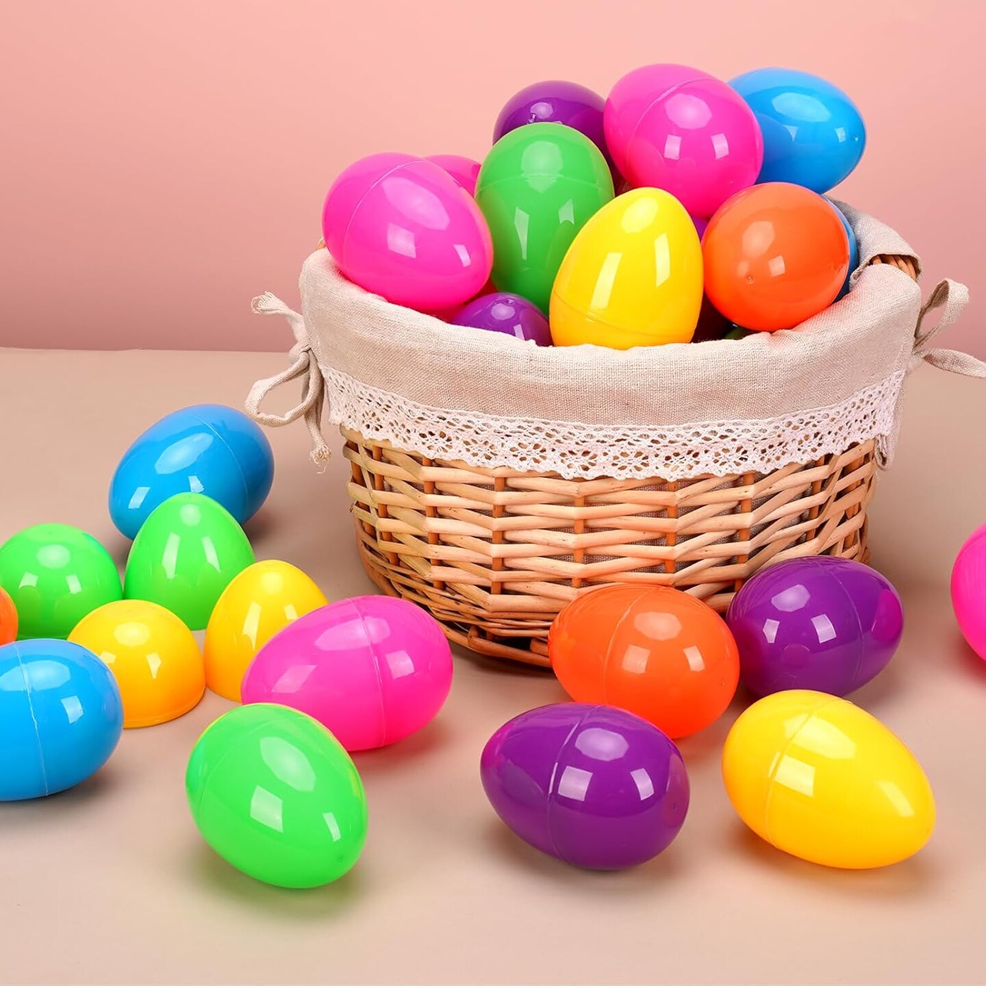 36 Pcs Plastic Easter Eggs, 3.15&#x22; Fillable Easter Eggs for Easter Hunt, Basket Stuffers Fillers, Classroom Prize Supplies