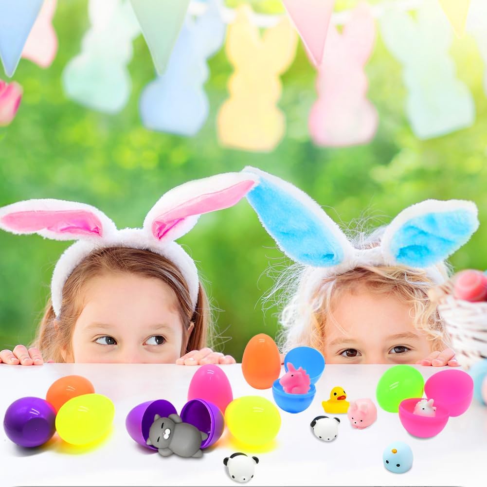 28pcs Easter Eggs Prefilled with Mochi Squishy Toys – Mini Kawaii Animal Squishies for Kids, Easter Egg Hunt, Basket Stuffers, and Classroom Gifts