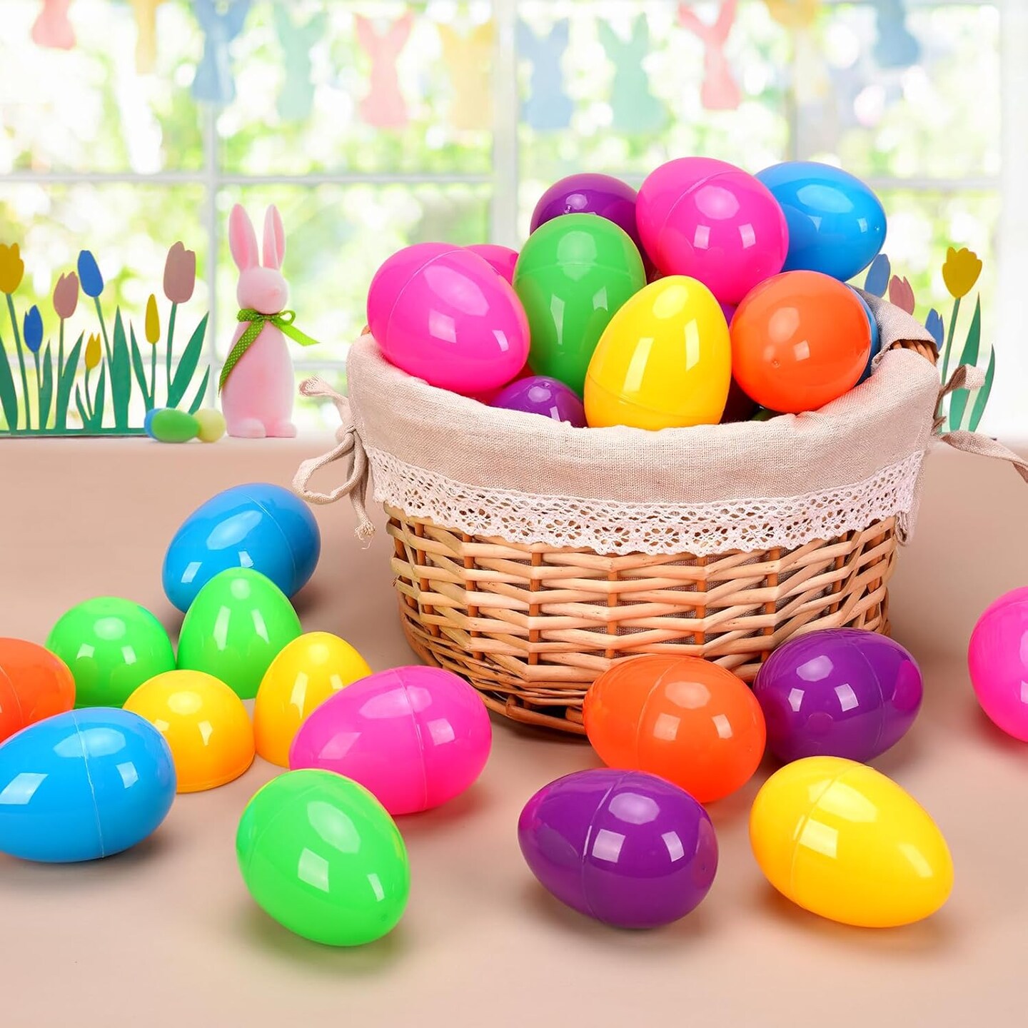 36 Pcs Plastic Easter Eggs, 3.15&#x22; Fillable Easter Eggs for Easter Hunt, Basket Stuffers Fillers, Classroom Prize Supplies
