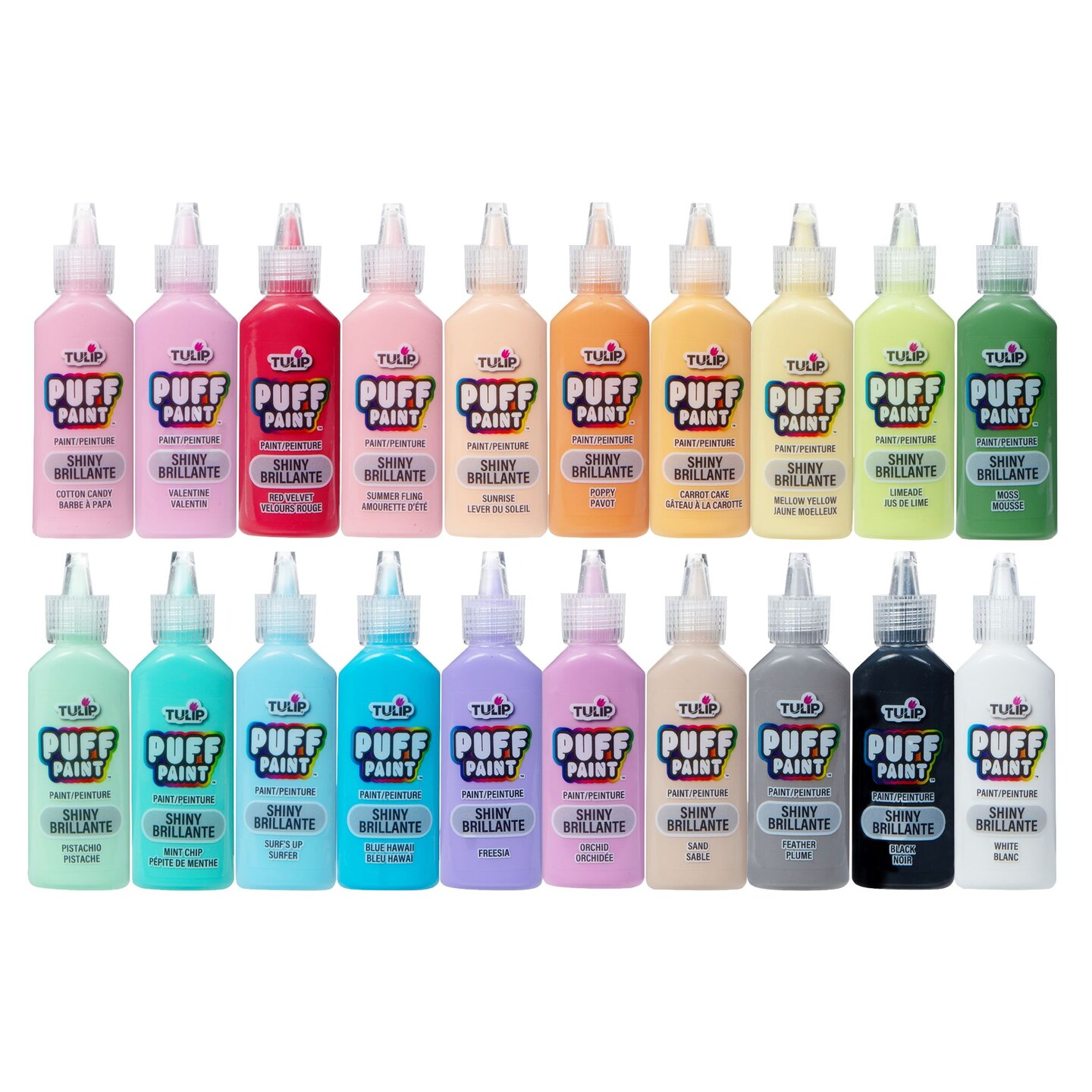 Tulip Puff Paint Mellow Rainbow, Multi-Surface Craft Paint,  .75 fl oz 20 Pack