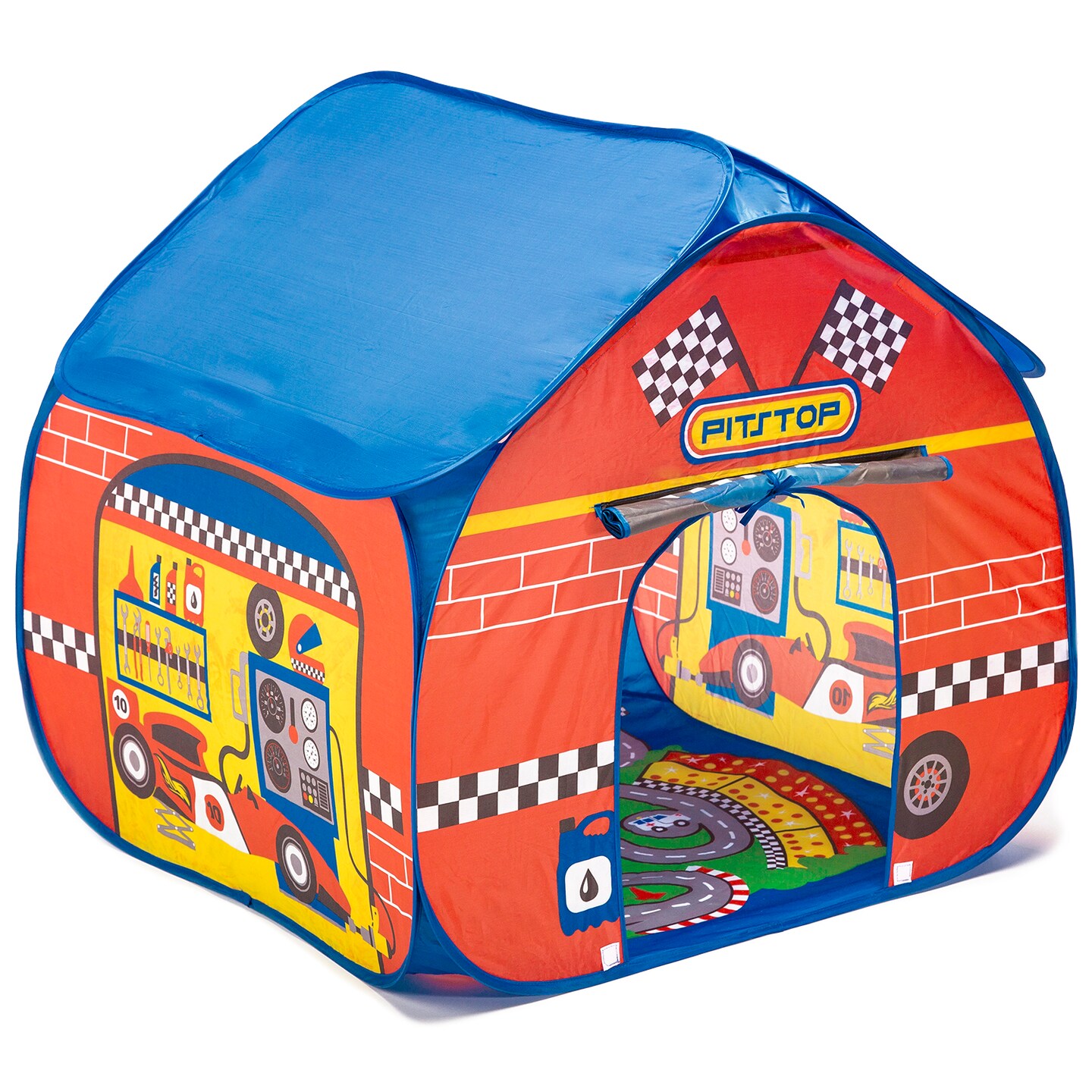 Fun2Give Pop-It-Up Pit Stop Tent with Race Mat Playhouse , Red