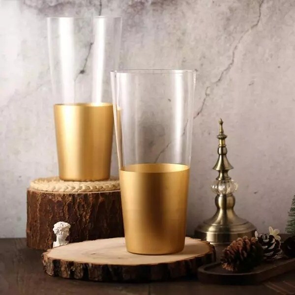 4 pcs 12&#x22; tall Clear with Gold Spray Glass Bottles Vases Wedding Centerpieces