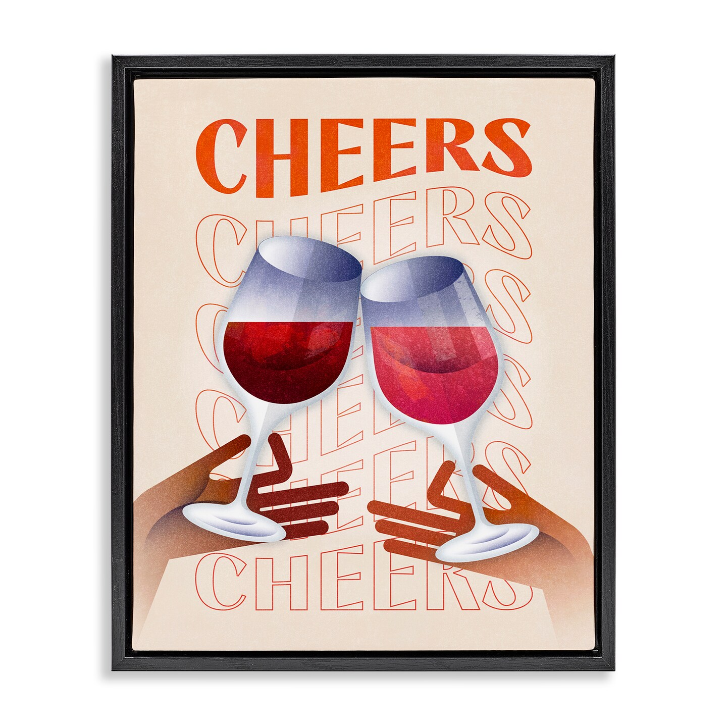 Stupell Industries Cheers Wine Glasses Framed Floater Canvas Wall Art  Design by Victoria Barnes, Size: 17 in x 21 in, Model: Black Framed Floater  | ...