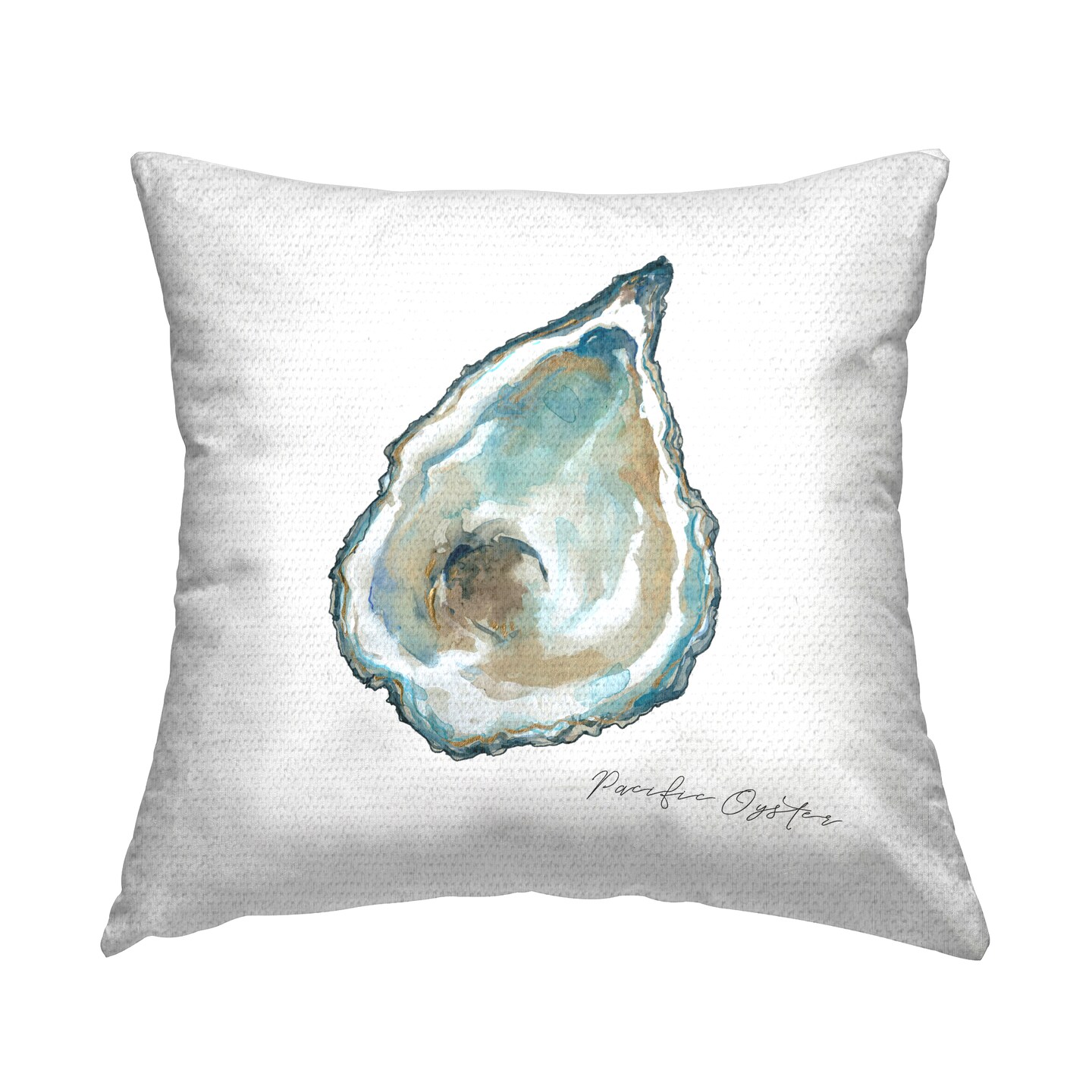 Pacific Oyster on White Outdoor Printed Pillow Design by Carol Robinson, 18 x 7 x 18