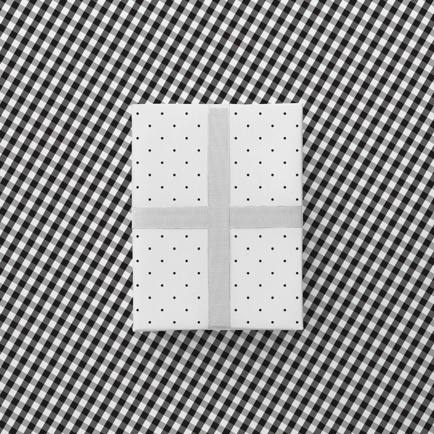 Vintage Black Dot and Gingham Gift Wrap