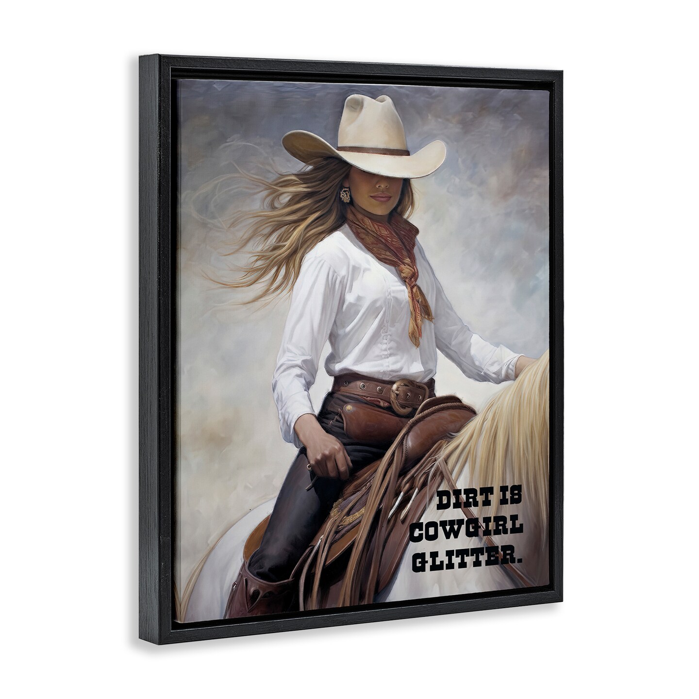 Stupell Industries Dirt Is Cowgirl Glitter Framed Floater Canvas Wall Art Design by Sasha