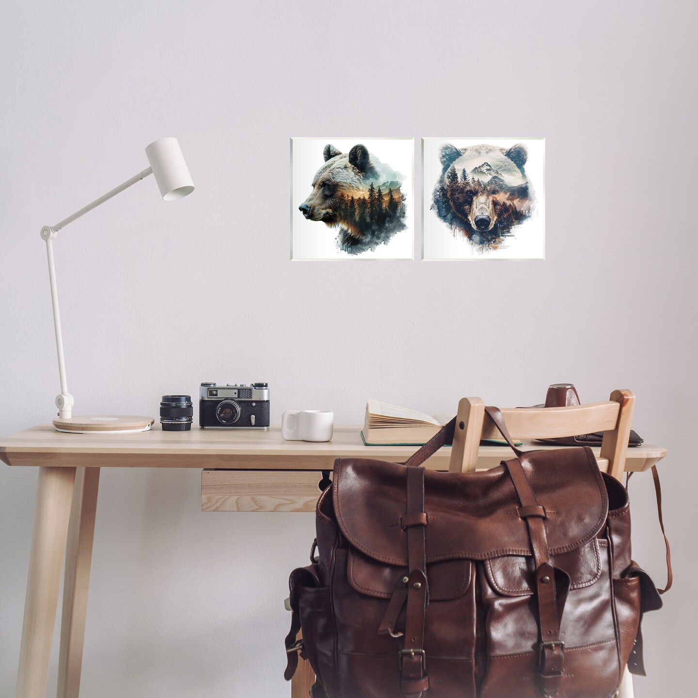 Stupell Industries Woodland Bear Forest Silhouettes 2 pc Wall Plaque Art Set Design by LSR Design Studio