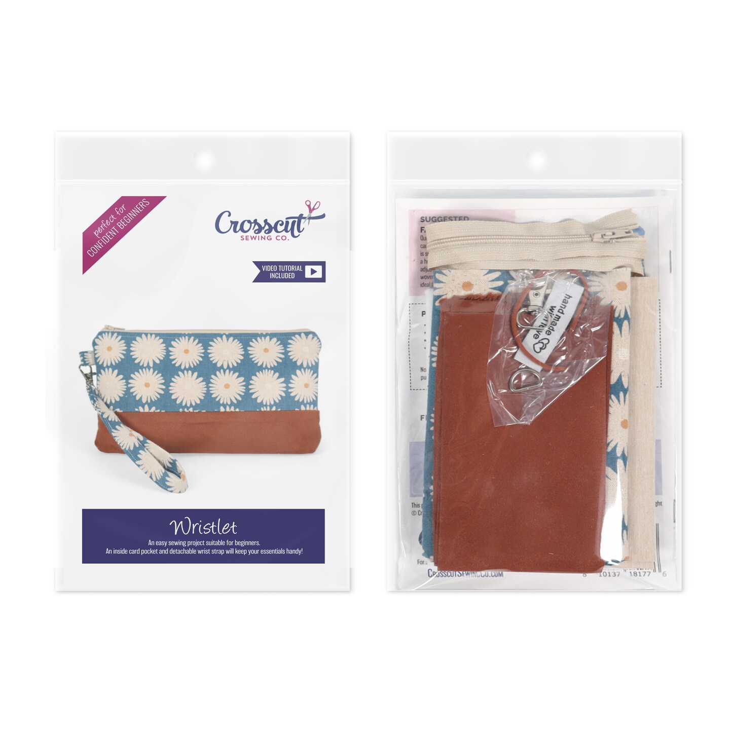 Crosscut Sewing Co.&#xAE; Wristlet Sewing Kit - Beginner Sewing Project Kit