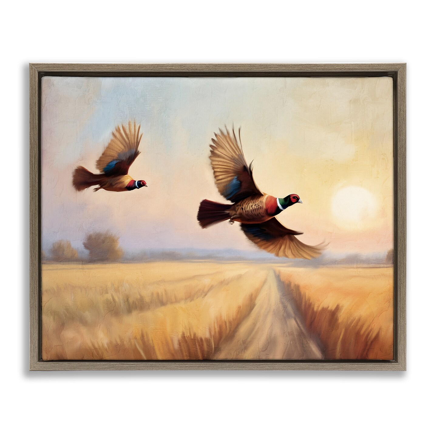 Stupell Industries Fall Flight Pheasants Framed Floater Canvas Wall Art Design by Kim Allen