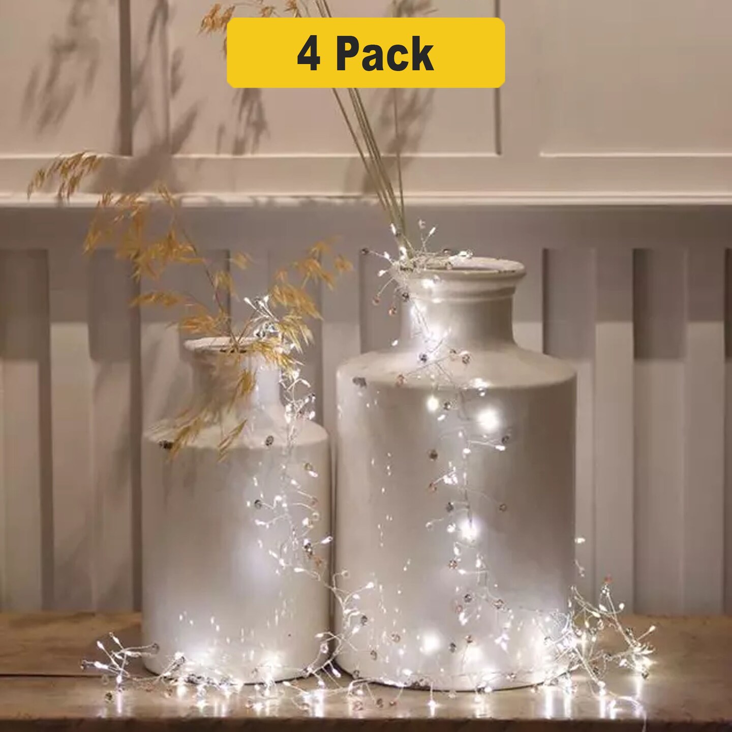 Crystal Gemstone Fairy Lights — 40 LED Battery String for Weddings & Rooms