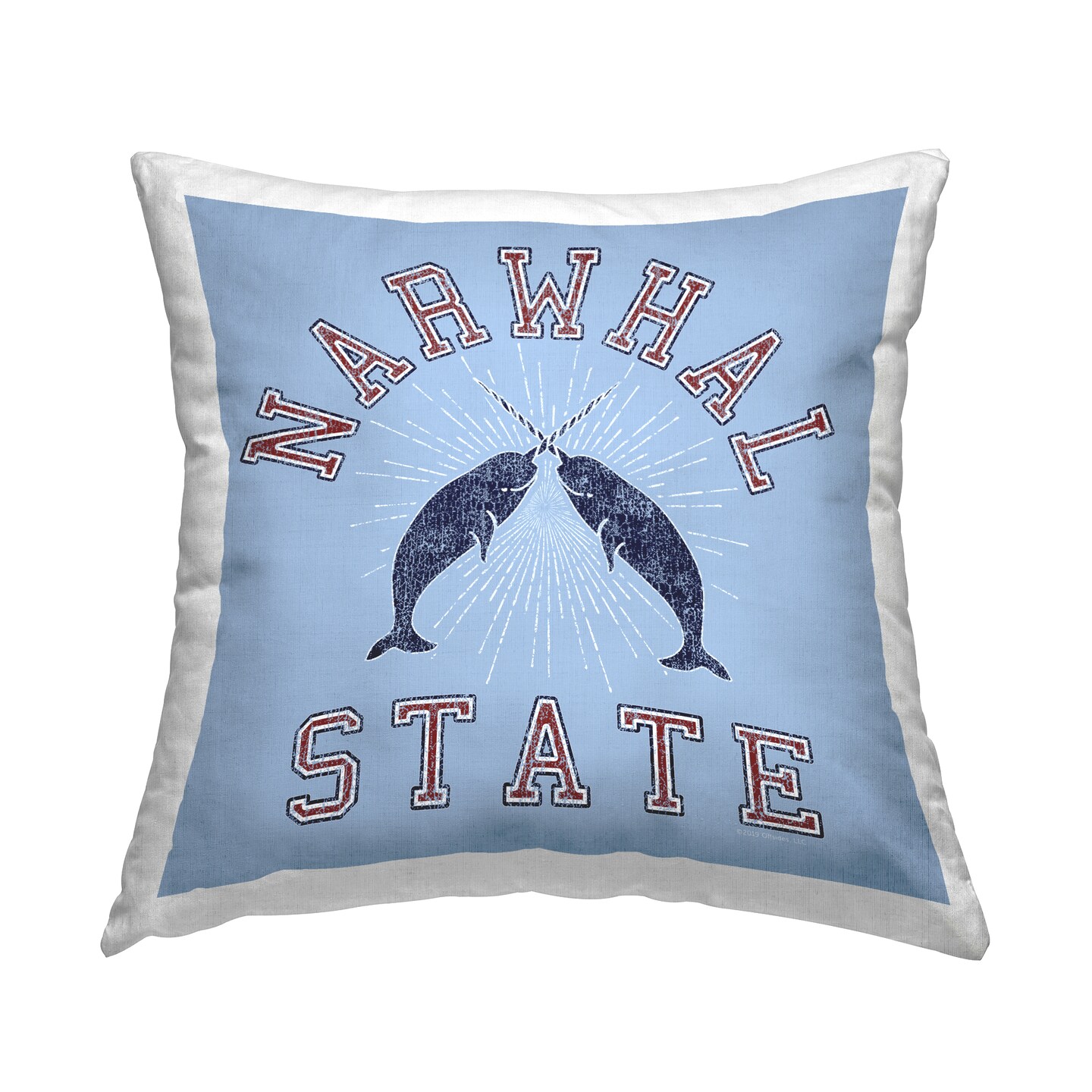 Vintage Narwhal State Decorative Printed Throw Pillow Design by Spirit Animals/Life Is High, 18 x 7 x 18