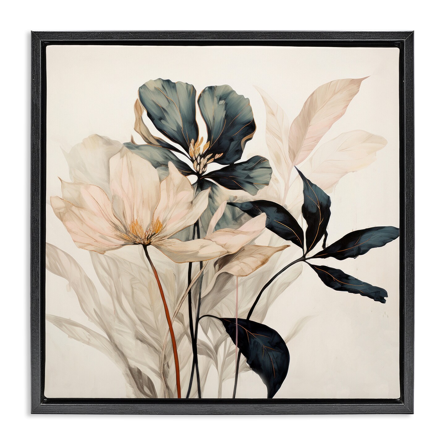 Stupell Industries Lovely Muted Blooms Framed Floater Canvas Wall Art Design by Lazar Studio