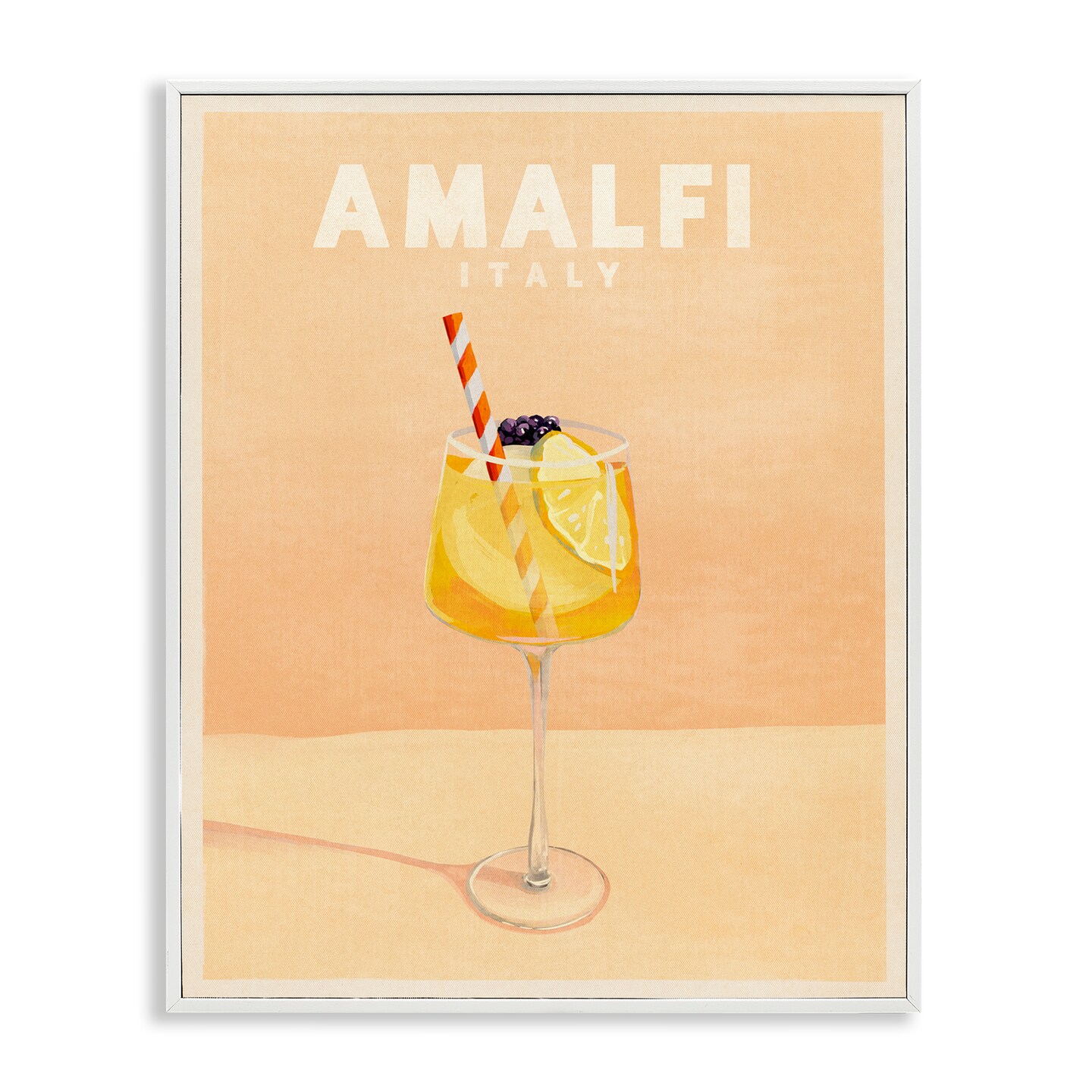 Stupell Industries Amalfi Italy with Cocktail Framed Giclee Wall Art Design by The Whiskey Ginger