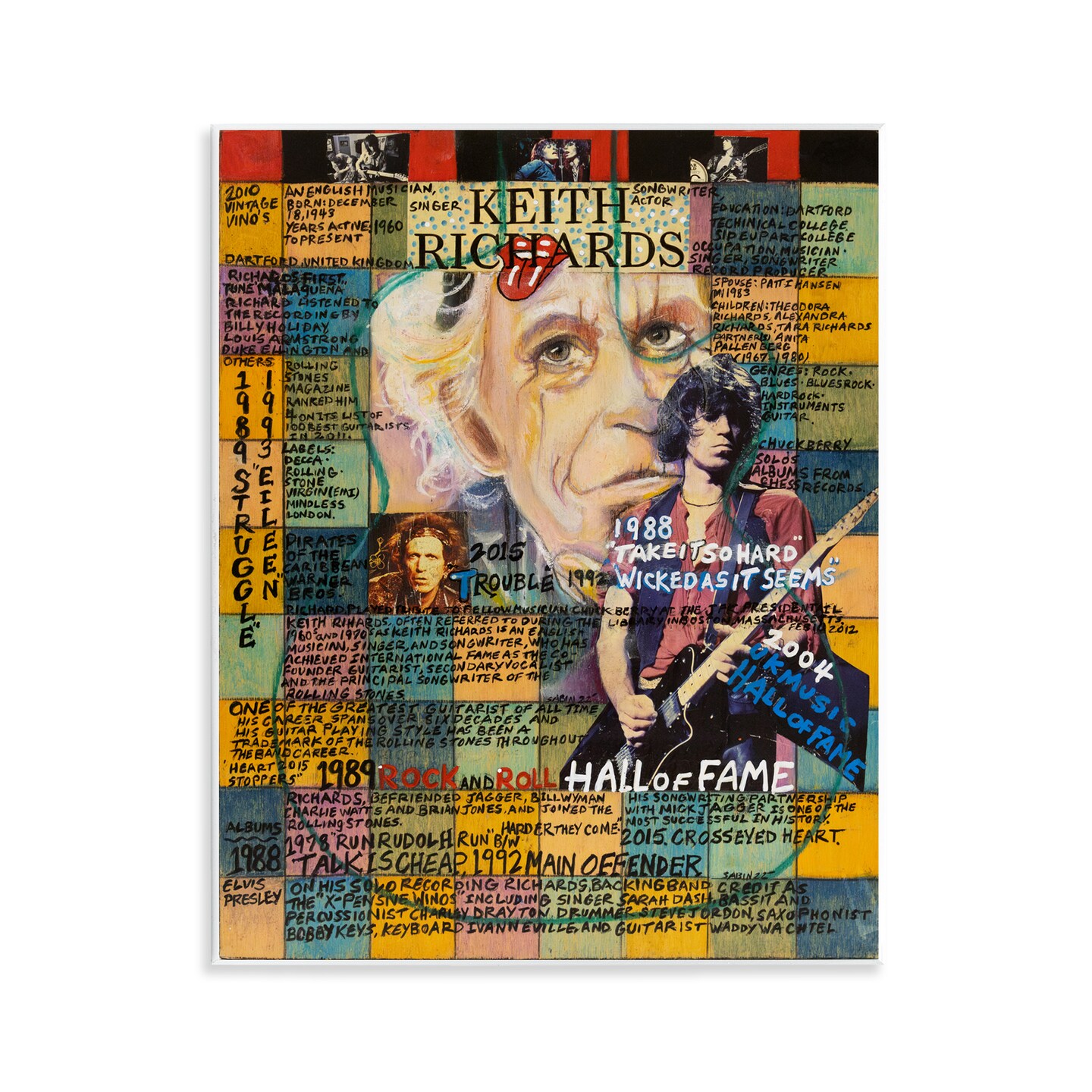 Stupell Industries Keith Richards Collage Wall Plaque Art Design by Sabin