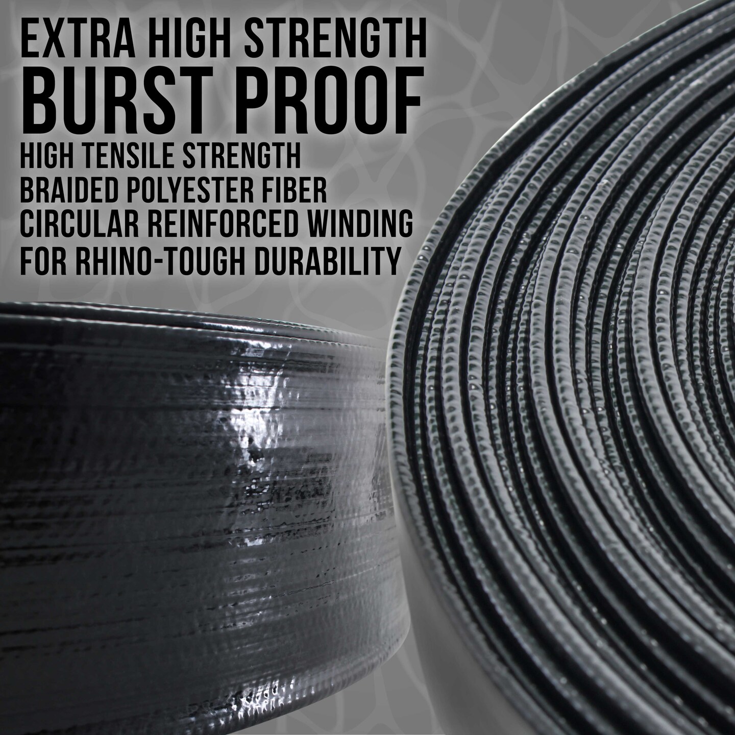 U.S. Pool Supply&#xAE; Black Rhino 2&#x22; x 100&#x27; Pool Backwash Hose with Hose Clamp - Extra Heavy Duty Superior Strength, Thick 1.2mm (47 mils) - Weather Burst Resistant