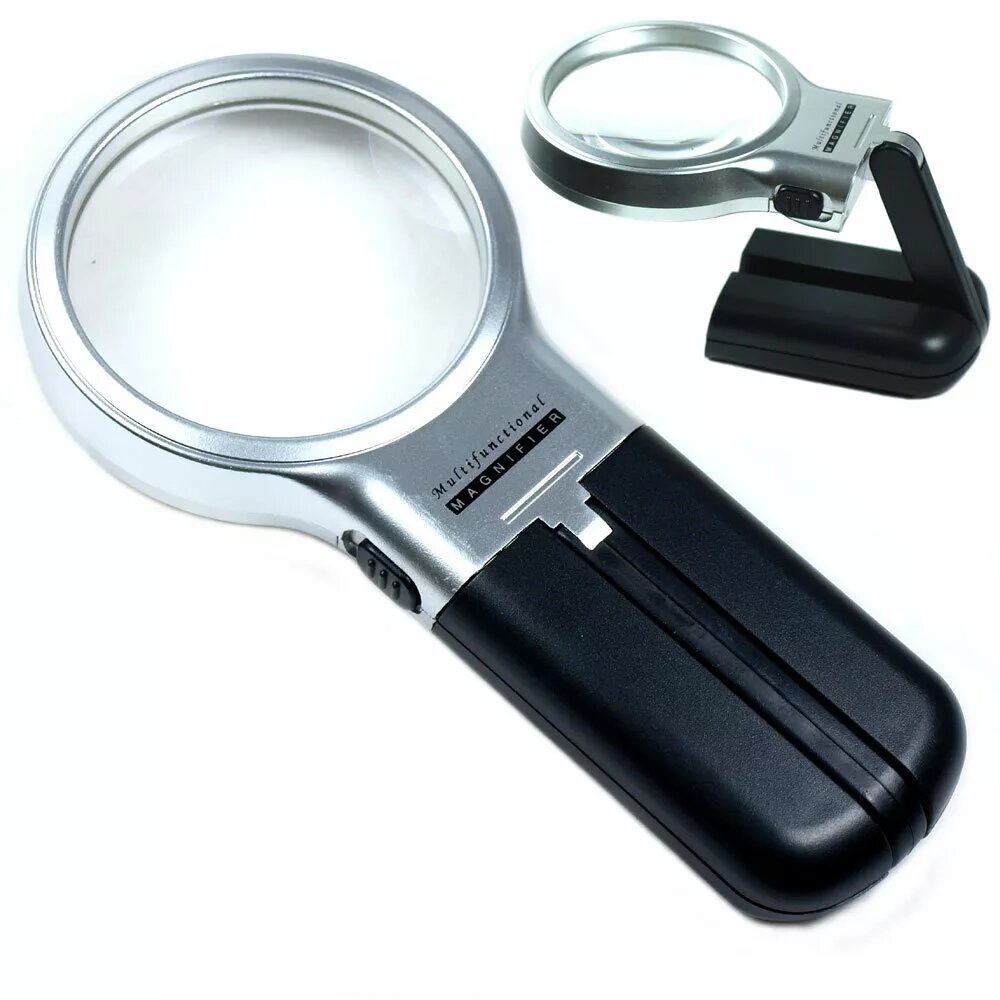 Kitcheniva 3X Illuminated Magnifier 3&#x22; Lighted Magnifying Glass LED Folding Stand