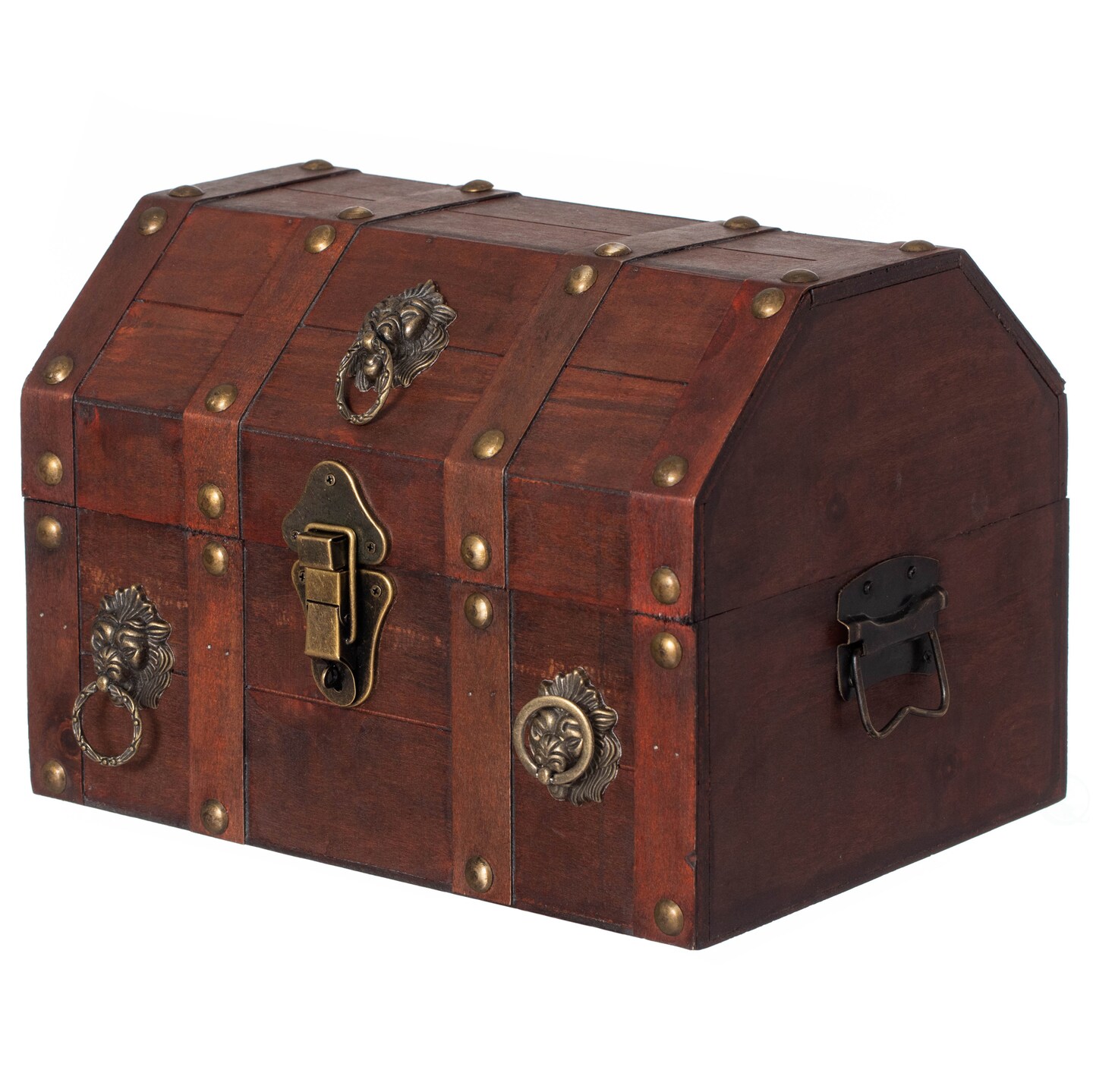 Handmade Pirate Treasure Chest with Lockable Latch - Vintage Wooden Storage Trunk and Treasure Box with Hinged Lid - Antique Decorative Storage Box for Pirate-Themed Birthday Party and Keepsakes