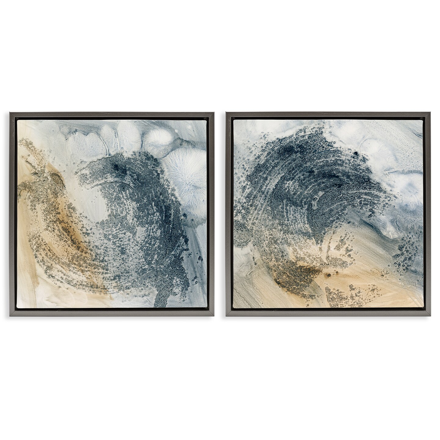 Stupell Industries Abstract Beige Blue Wave 2 pc Framed Floater Canvas Wall Art Set Design by Ethan Harper