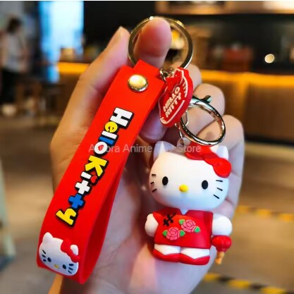 Cute Cat and Friends Keychain Pendant Holder Key Chain Car Keyring Mobile Phone Bag Hanging Jewelry Kids Toys Gifts