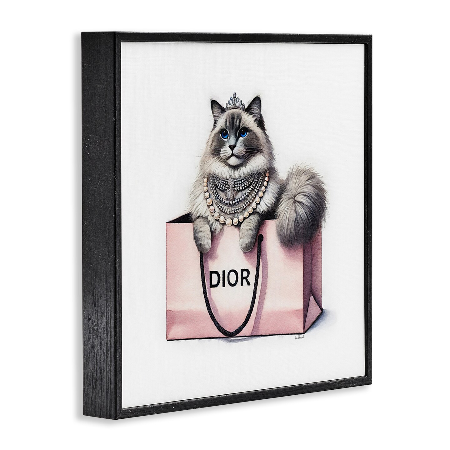 Stupell Industries Lovely Cat in Shopping Bag Framed Giclee Wall Art Design by Amanda Greenwood
