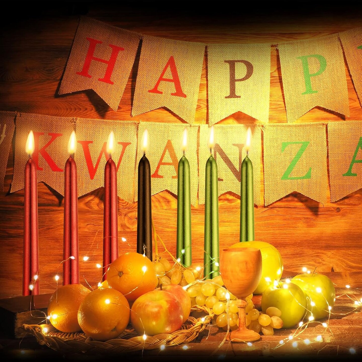 14 Pcs Kwanzaa Candle Kinara Set Mishumaa Saba Red Black Taper Candles Candlestick Wreath Christmas Tall Advent