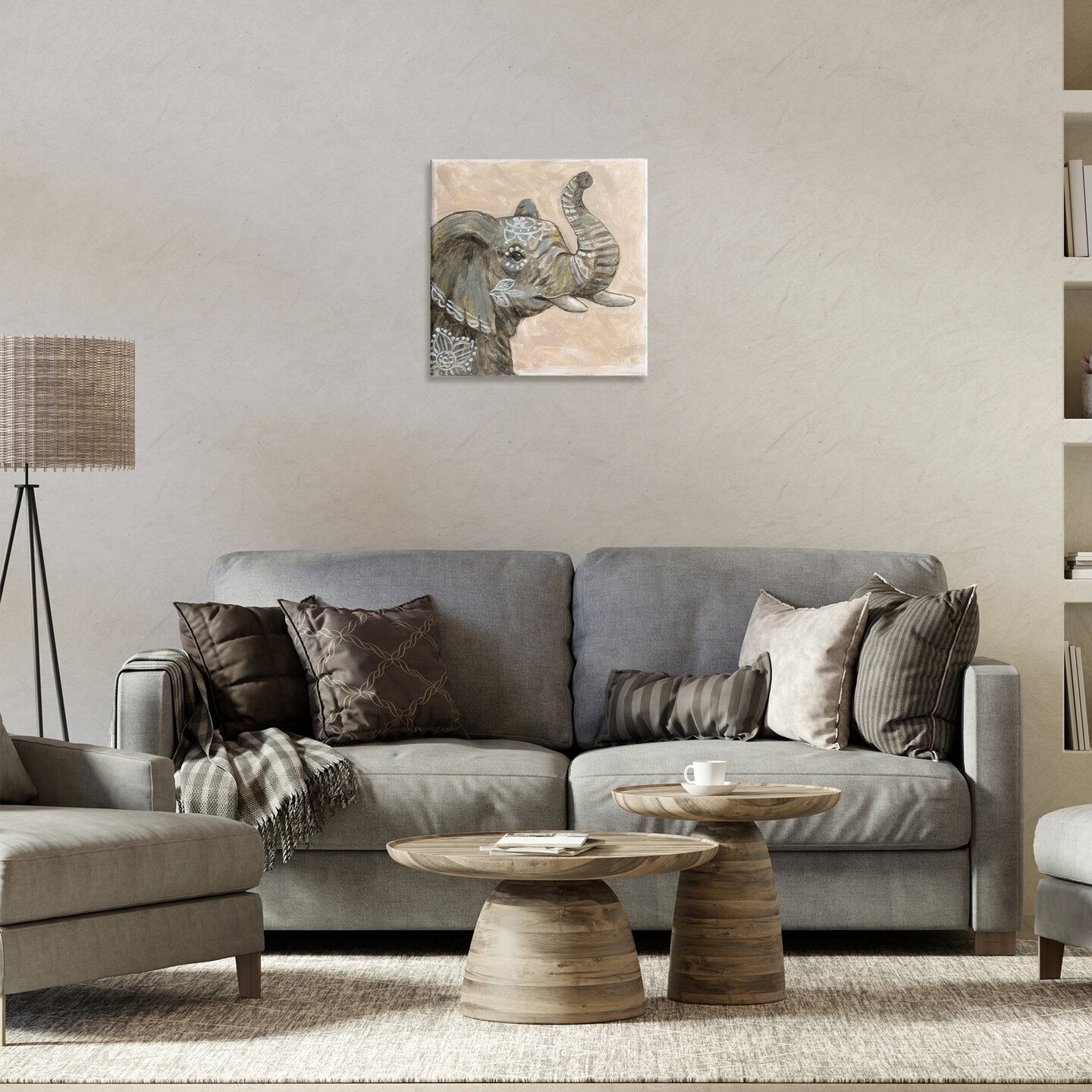 Stupell Industries Boho Patterned Elephant Canvas Wall Art Design by Sara G. Designs
