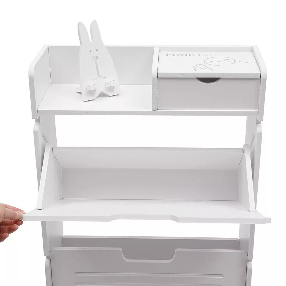 White Modern Shoe Rack PVC Shoe Storage Cabinet Tipping Bucket Storage Stand