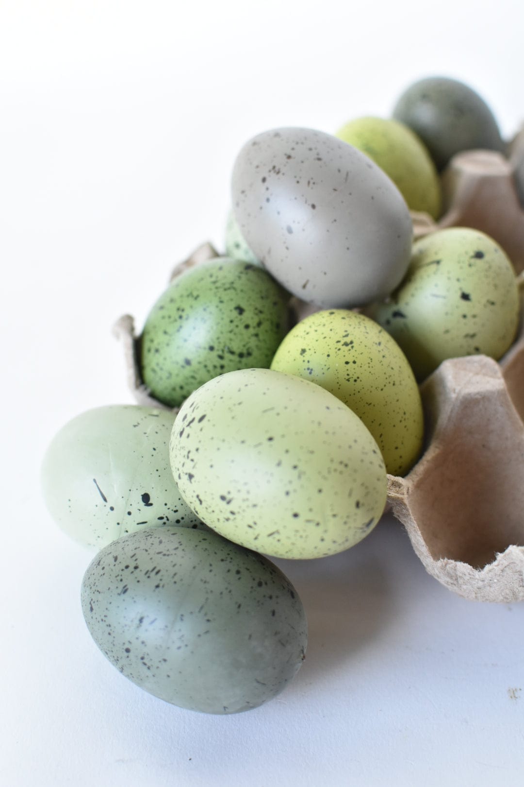 2&#x22; Faux Shades of Green Speckled Eggs