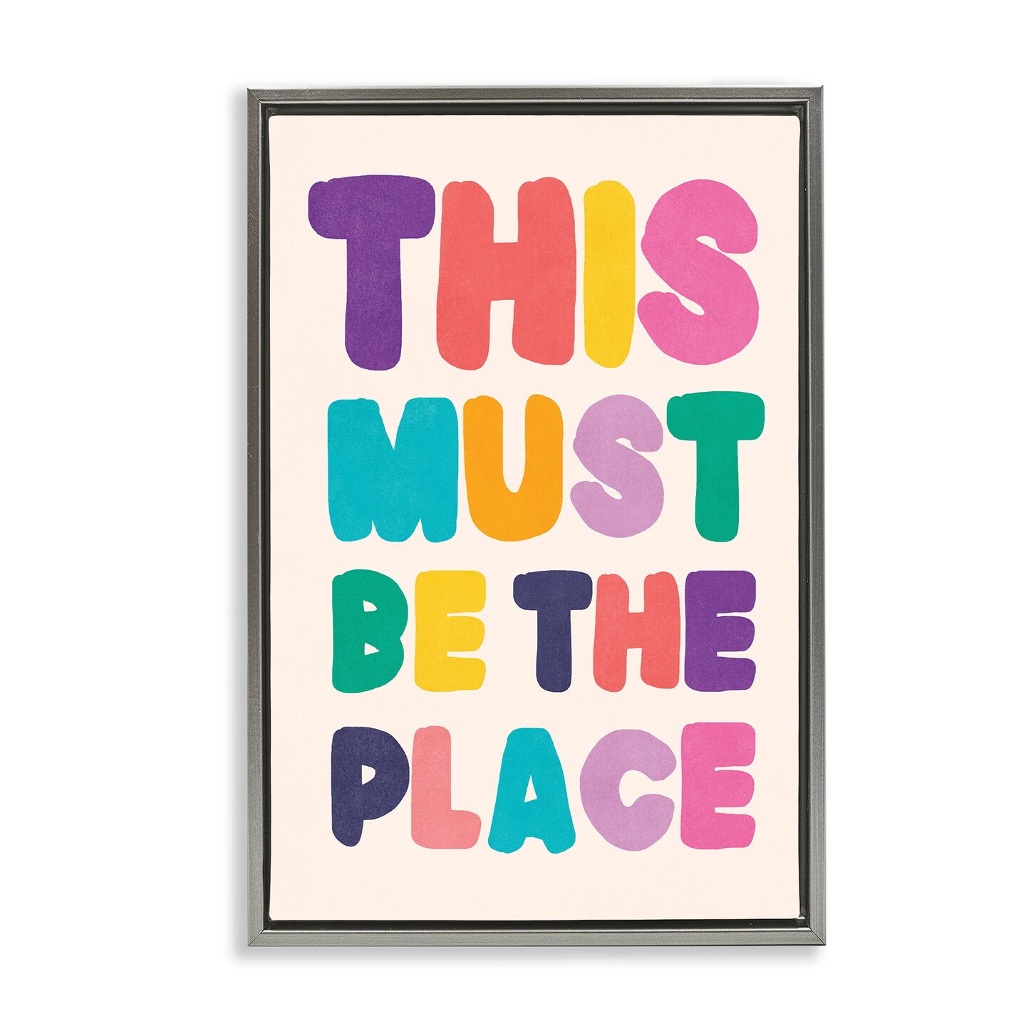 Stupell Industries Must Be The Place Phrase Framed Floater Canvas Wall Art Design by Nataly White