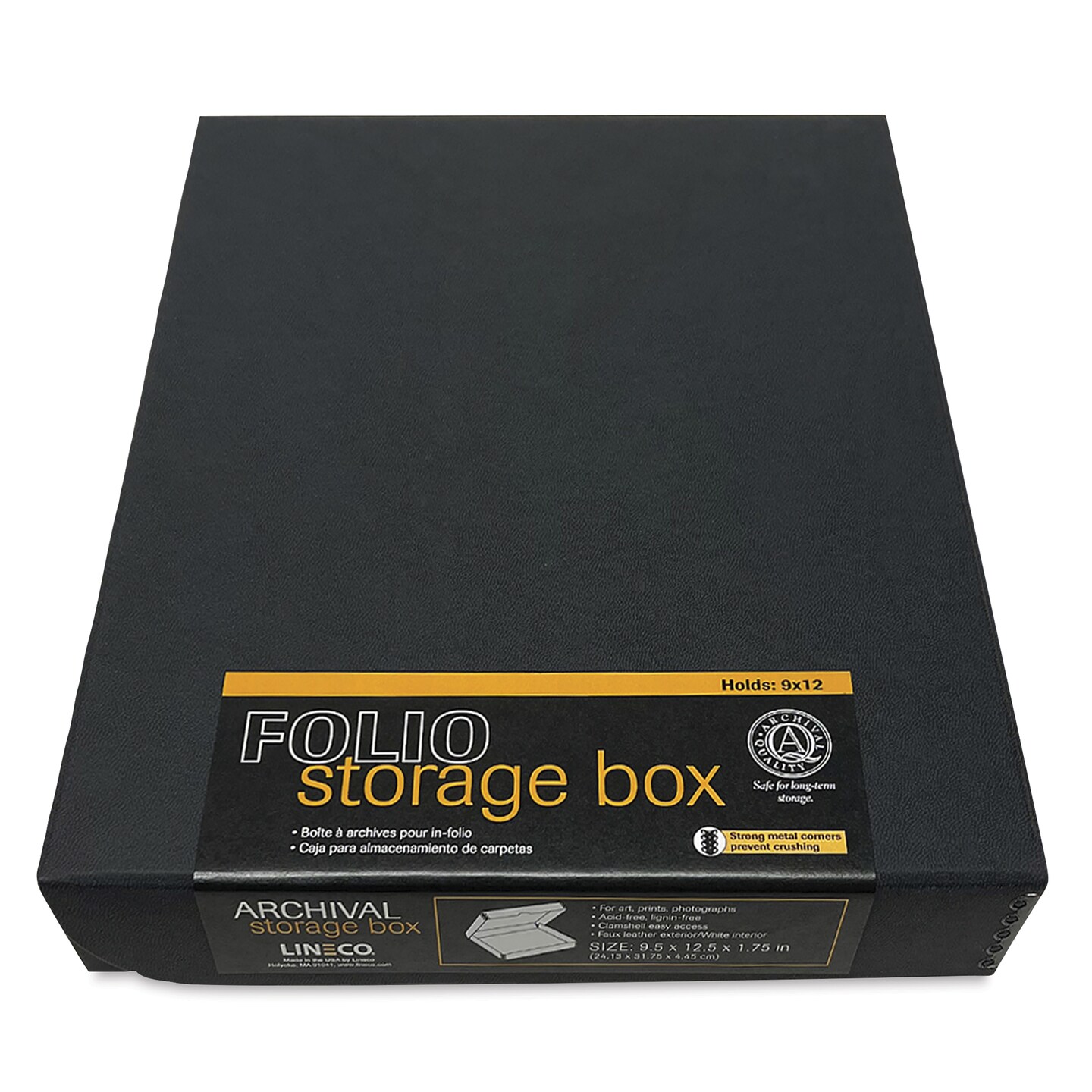 Lineco Folio Archival Storage Box - Black, Faux Leather, 9&#x22; x 12&#x22;