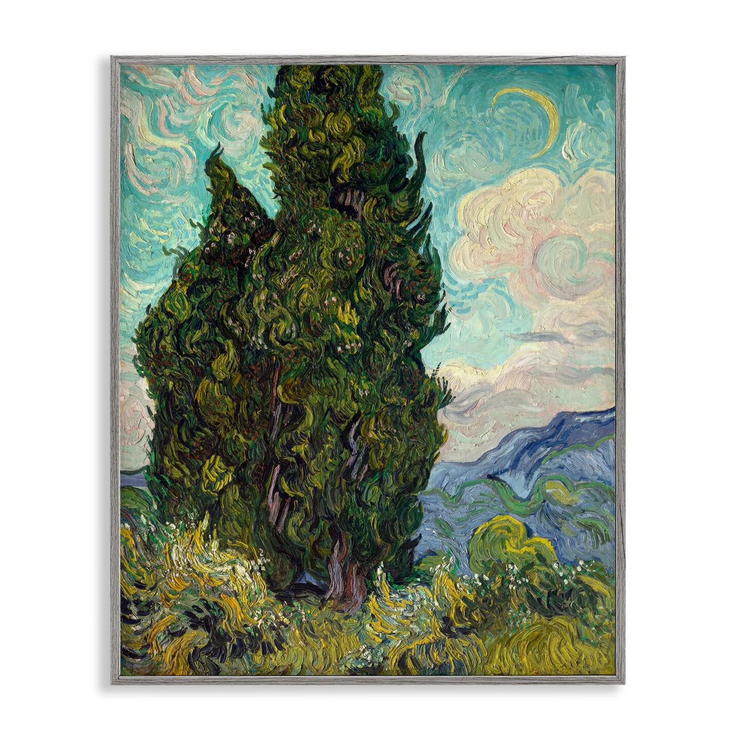 Stupell Industries Van Gogh Cypress Landscape Framed Giclee Wall Art Design by one1000paintings