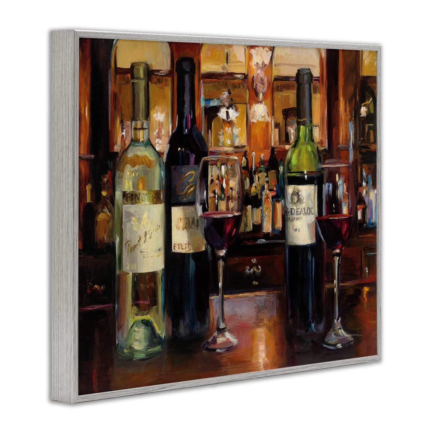 Stupell Industries Reflection of Wine Bottles Framed Giclee Wall Art Design by Marilyn Hageman