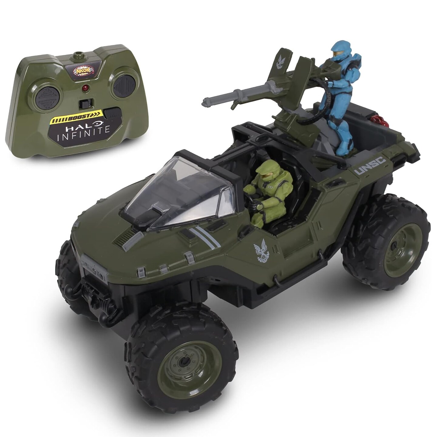 NKOK Halo Infinite RC: Battle Hog UNSC Warthog -W/ Master Chief &#x26; Spartan, 2.4 GHz Radio Control w/ Turbo Boost Vehicle