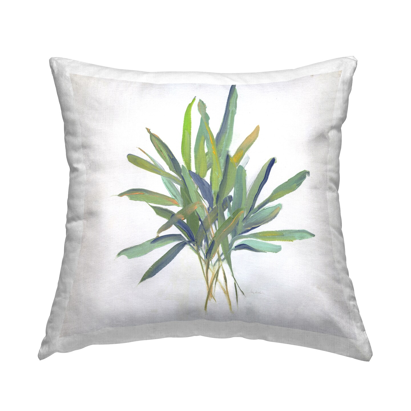 Layered Leaf Sprigs Decorative Printed Throw Pillow Design by Sally Swatland, 18 x 7 x 18