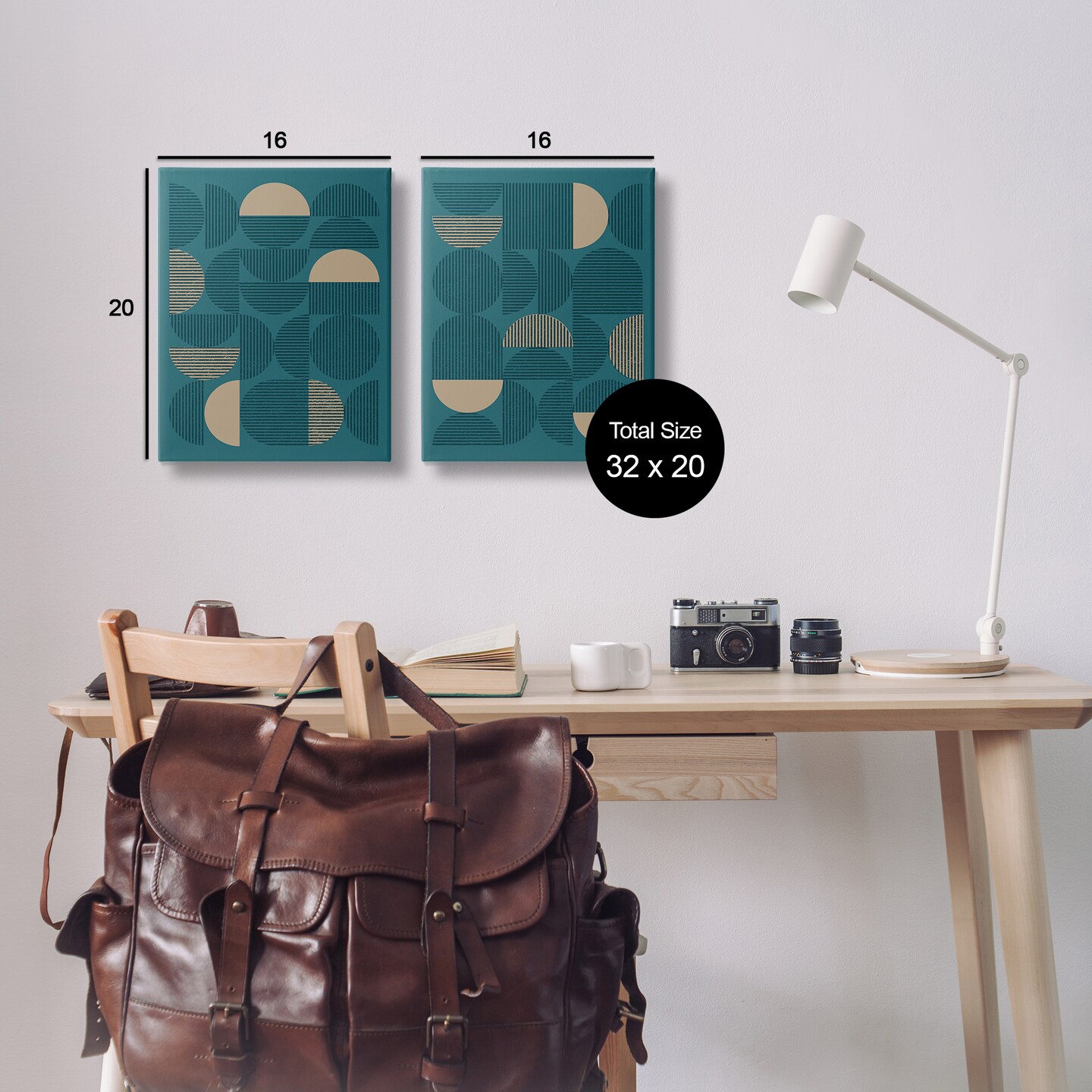 Stupell Industries Minimalist Teal Geometric 2 pc Canvas Wall Art Set Design by Vision Studio