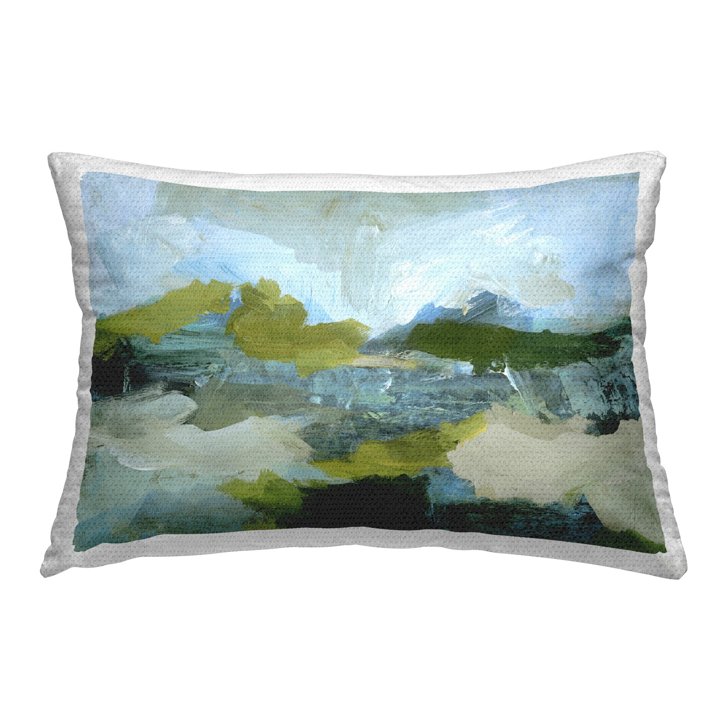 Expressive Abstract Scenery Outdoor Printed Pillow Design by Victoria Barnes, 14 x 7 x 20