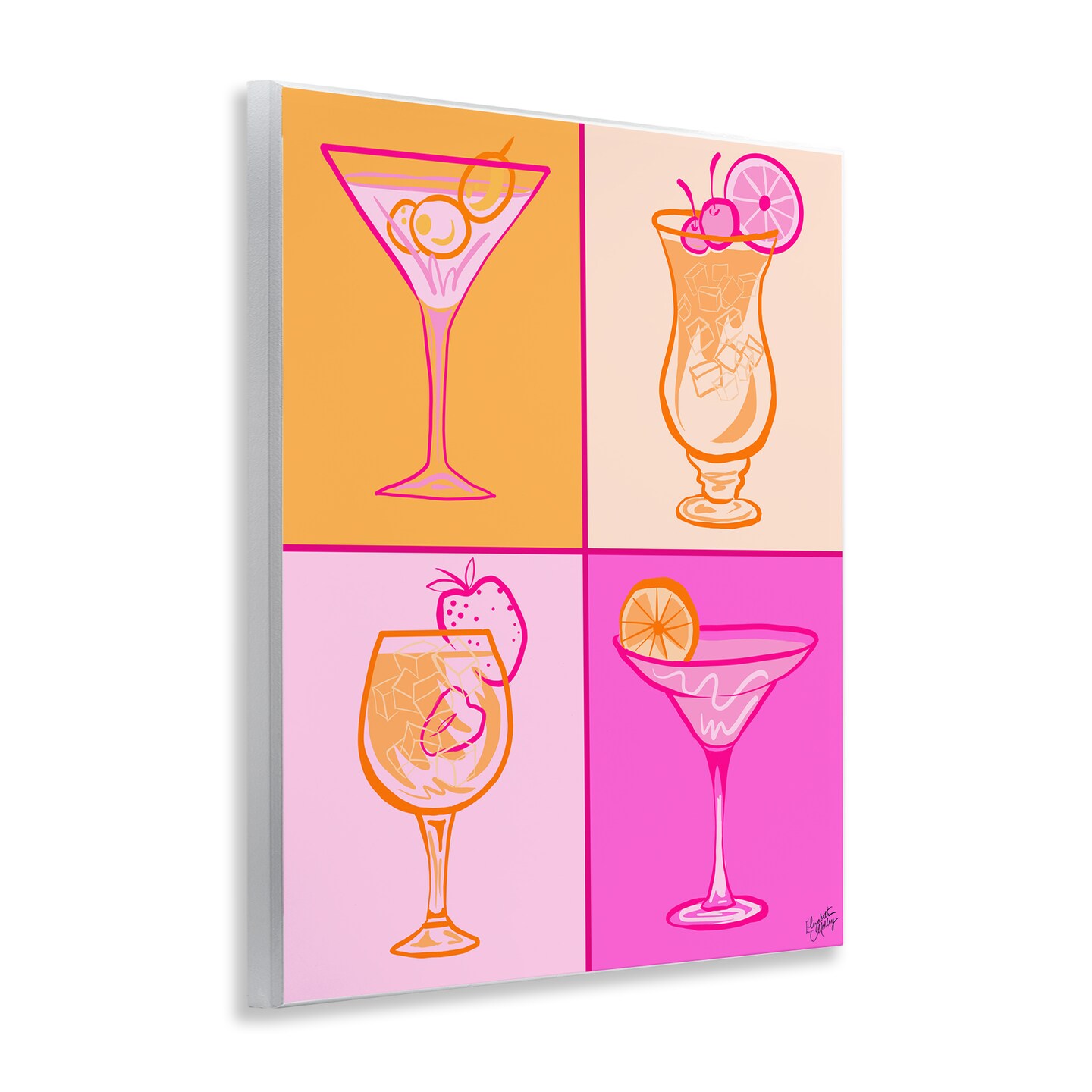 Stupell Industries Pink & Orange Cocktails Wall Plaque Art Design by Elizabeth Medley