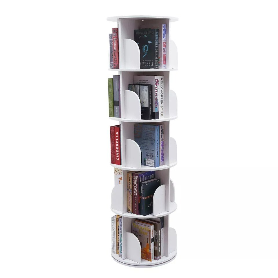 5-Tier 360° Rotating Bookshelf Bookcase Storage Shelf Free standing Display Rack